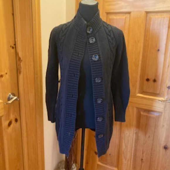 Black Dalia Cable Knit Button Up Sweater - Picture 4 of 8